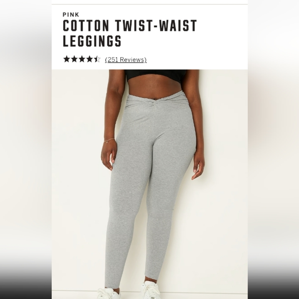 Cotton Twist-Waist Leggings - Gray